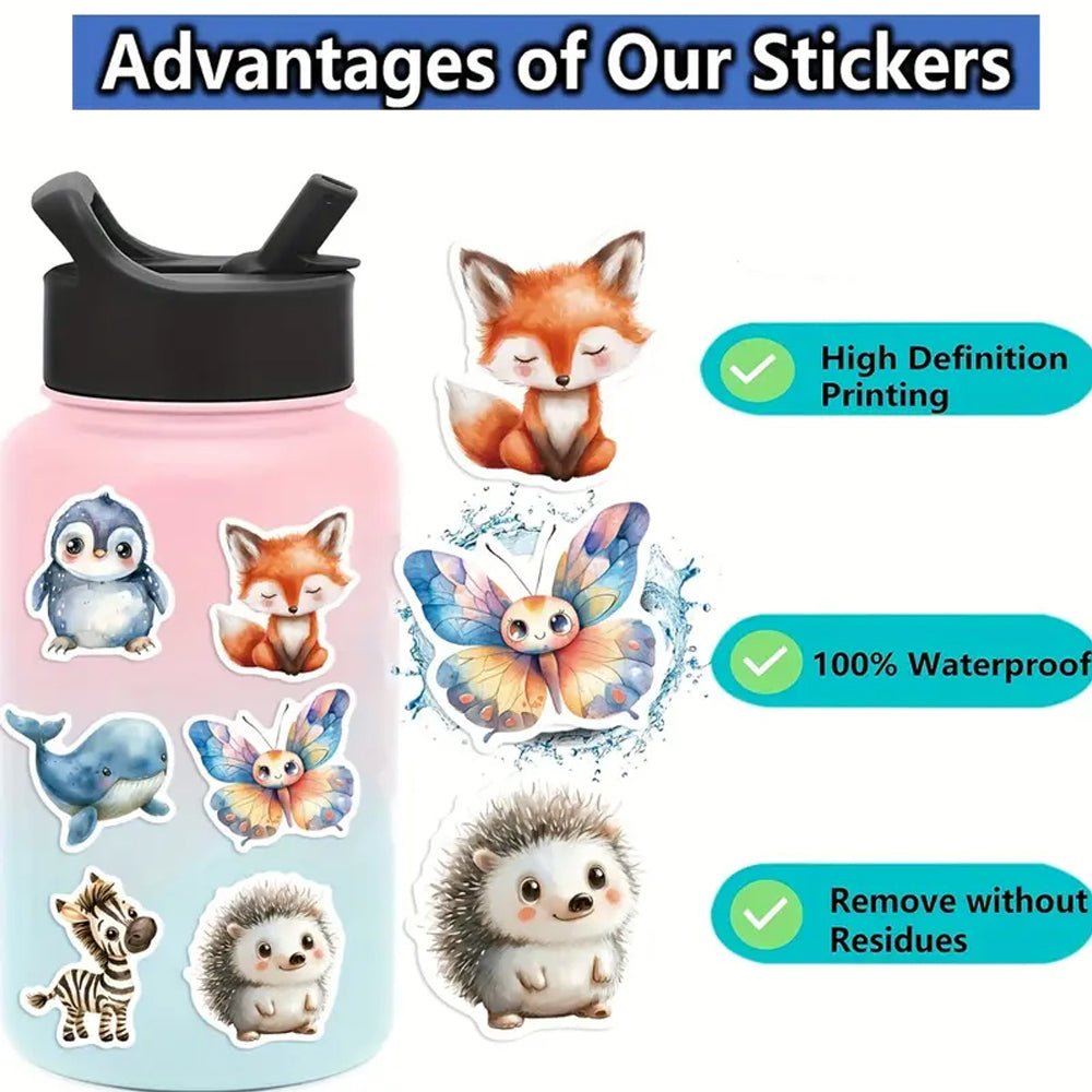 50pcs Cartoon Animal Vinyl Stickers - Kabukis