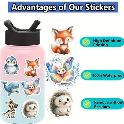 50pcs Cartoon Animal Vinyl Stickers - Kabukis