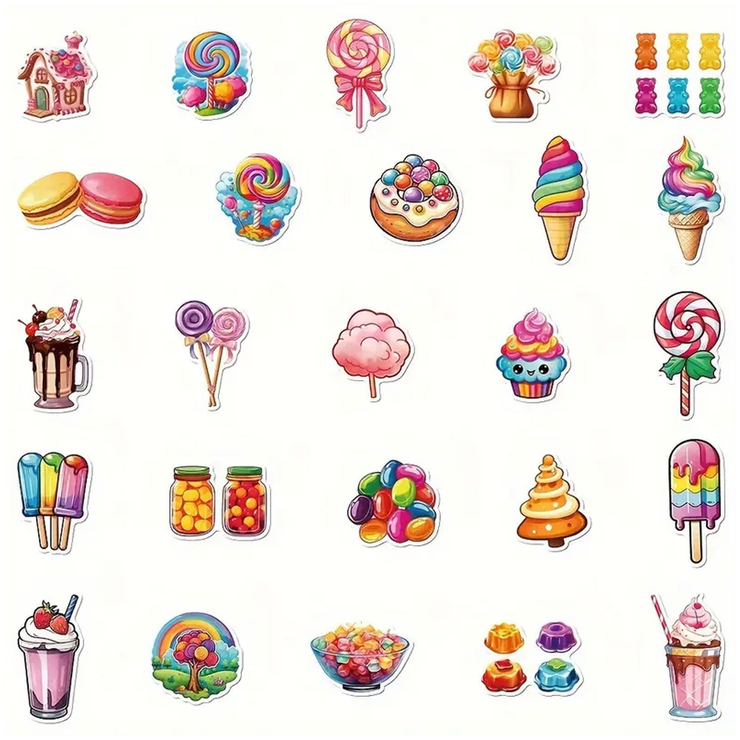 50pcs Vibrant Candy Stickers - Add a Pop of Fun to Any Surface! - Kabukis