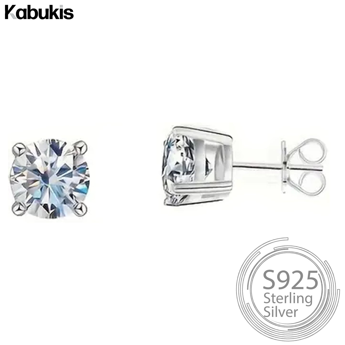 Kabukis 925 Silvery Zirconia Earrings - Elegant Daily Sparkle for Women 4mm - Kabukis