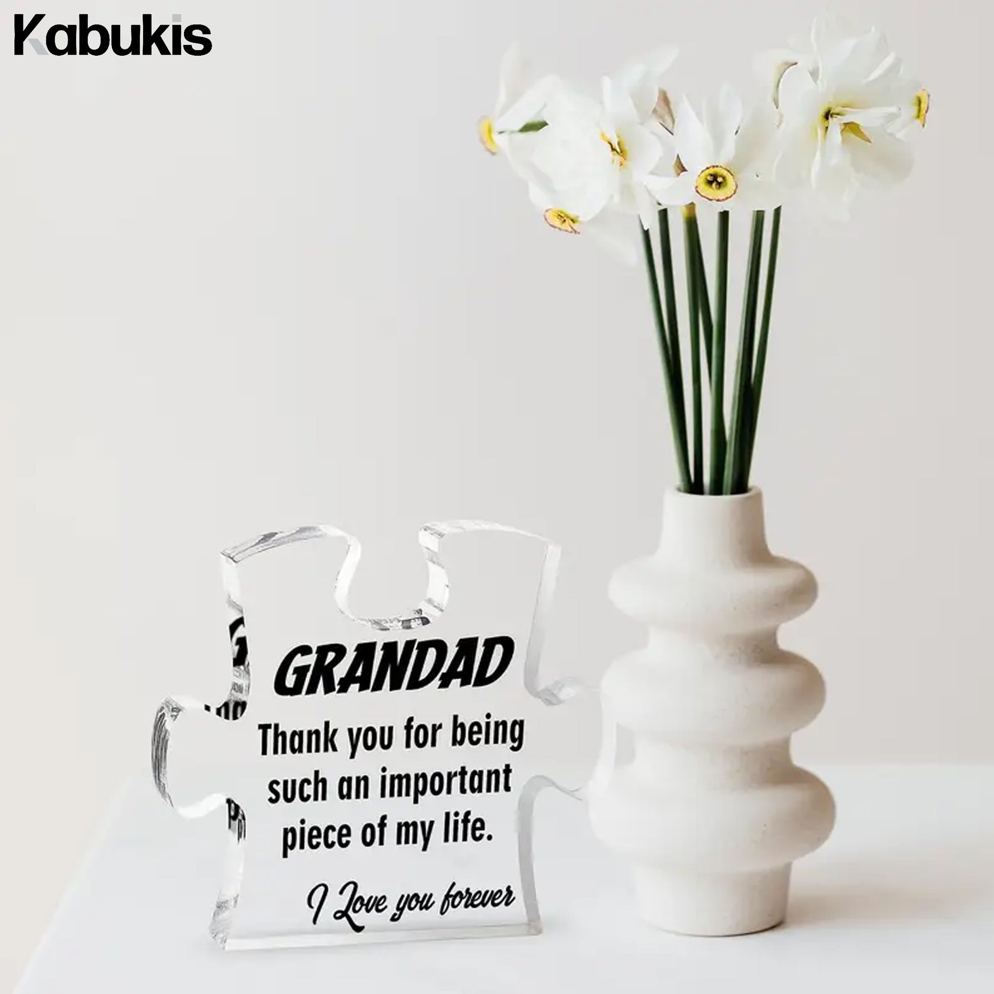 Gift to Grandpa - Puzzle Shape Acrylic Plaque for Father's Day - Kabukis