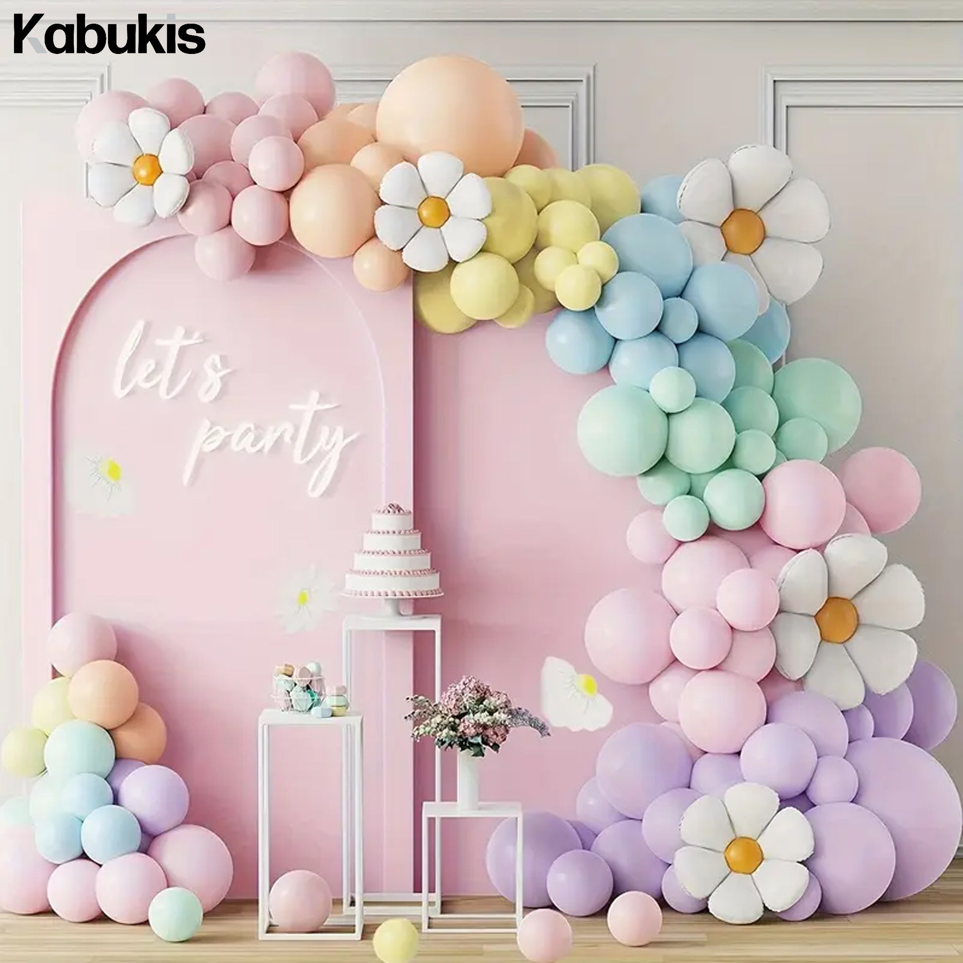 Kabukis 157 Piece Daisy Balloon Arch Kit - Whimsical Boho Charm for Every Event - Kabukis