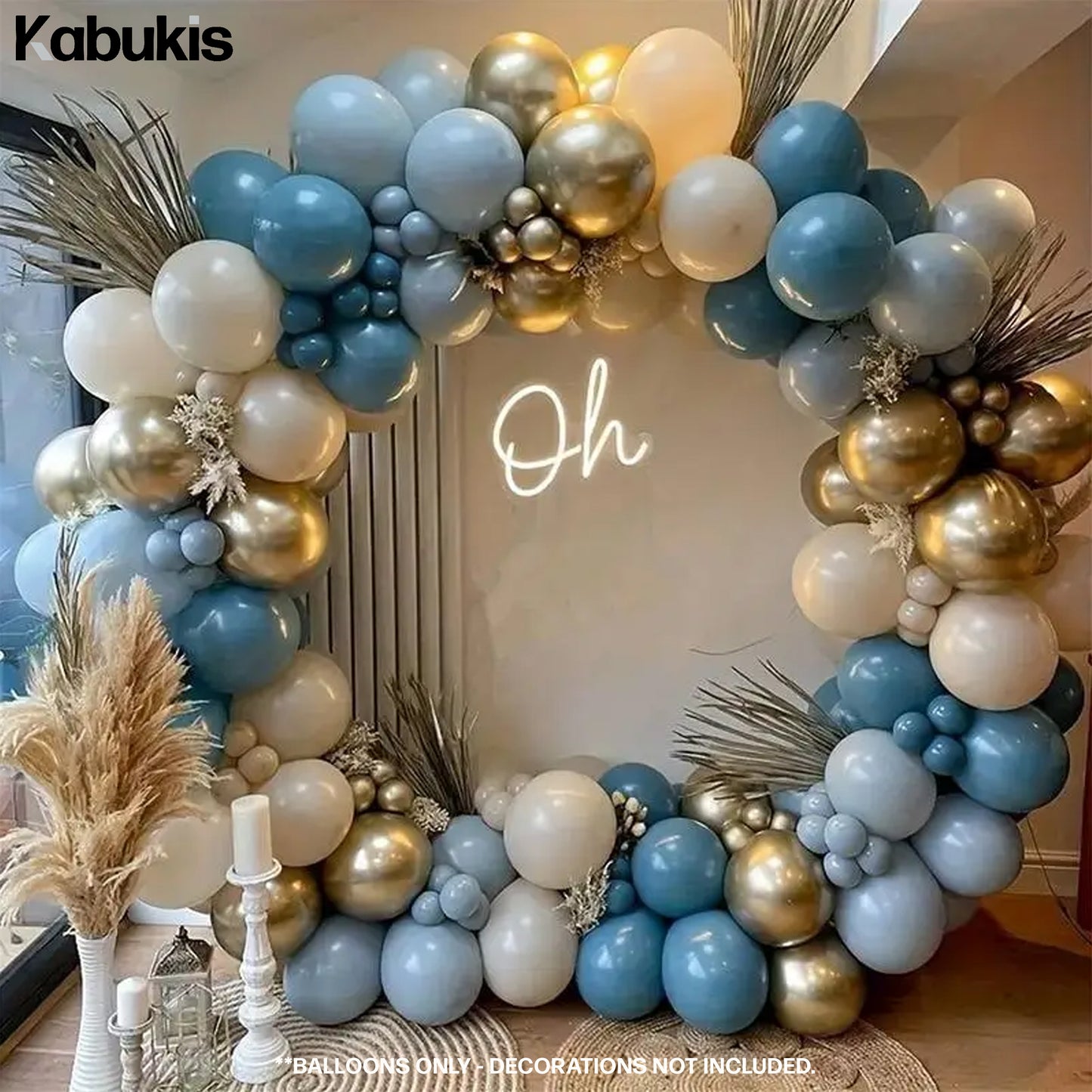 Celebrate in Style - Balloon Set - Elegant Blue, Sand and Golden - 44 Piece - Kabukis