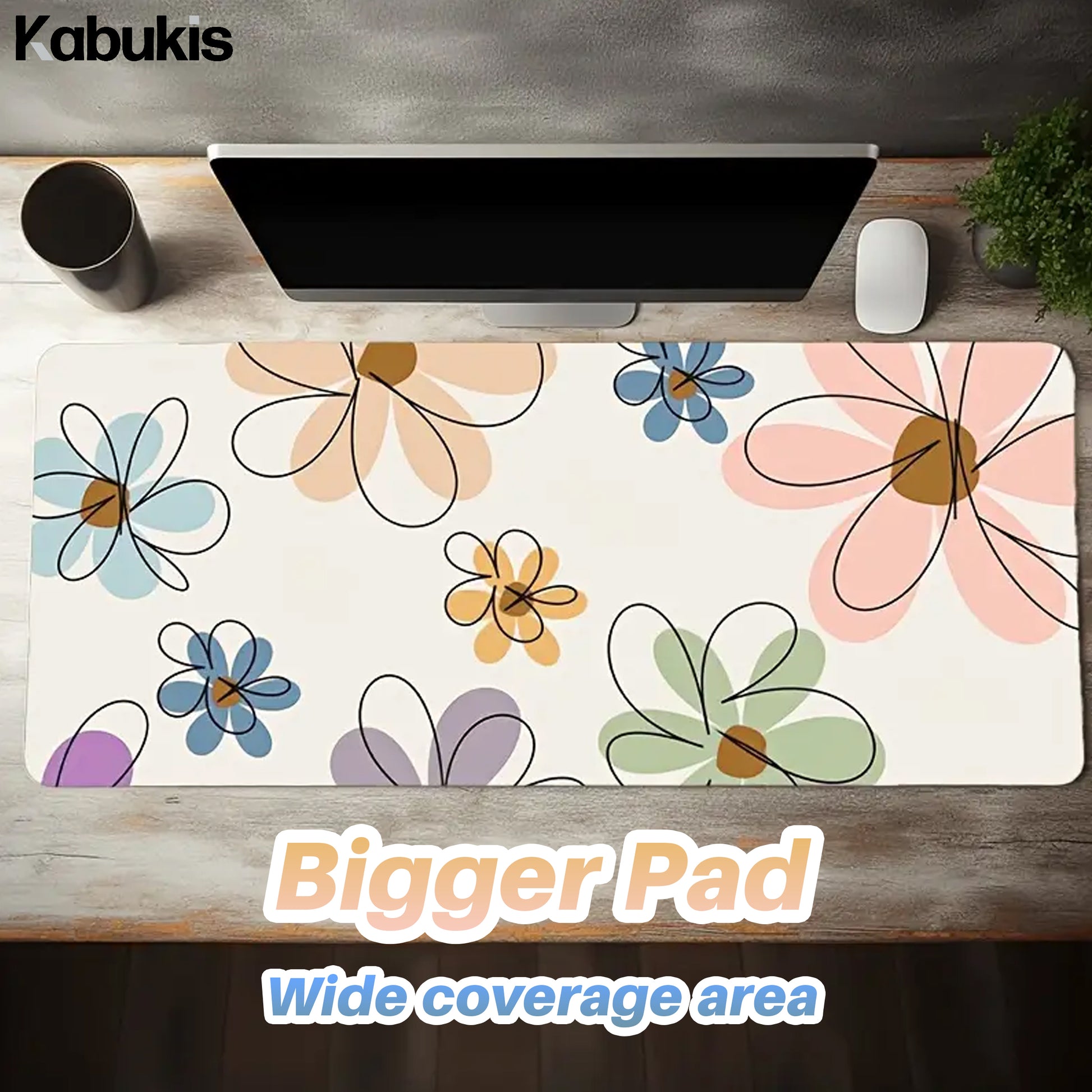 Extra Large Summer Floral Mouse Pad & Desk Mat - Stylish & Durable - Kabukis