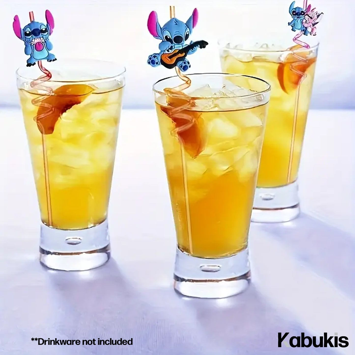 Kabukis Stitch Reusable Straws - 8 - piece of Joyful Fun for Birthdays & Events - Kabukis