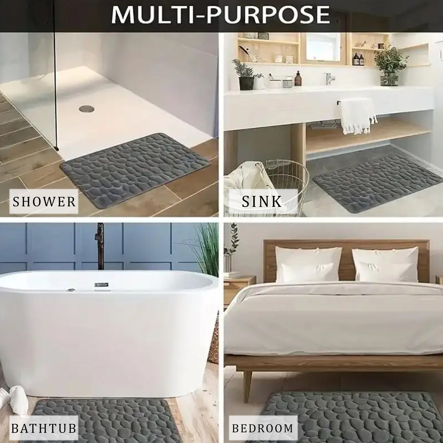 Fleece Bathroom Rug Set - Soft, Stylish Slip - Free Comfort - Coral - 2 Piece - Kabukis