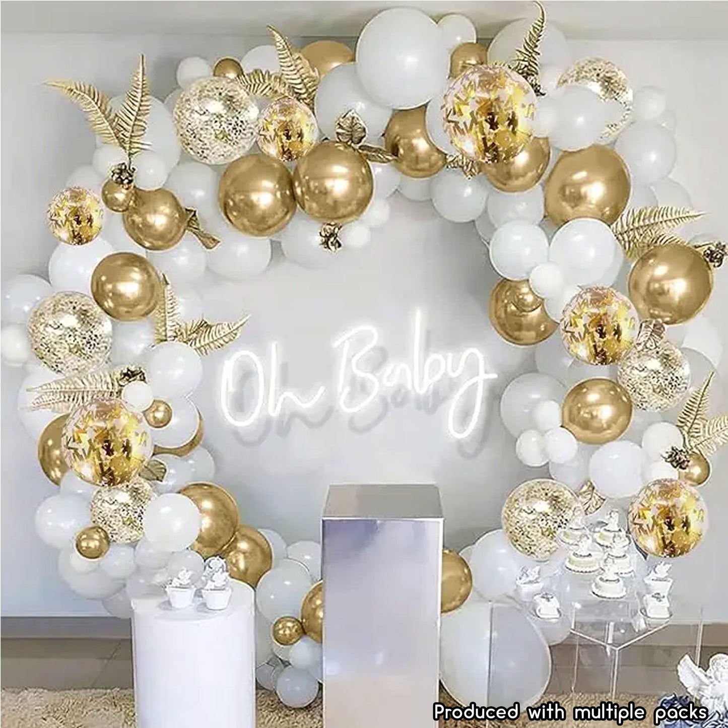 30 Pieces Golden & Pearl White Balloons - Luxurious Party Elegance Set - Kabukis