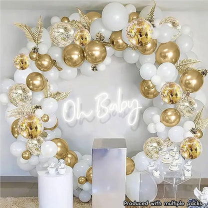 30 Pieces Golden & Pearl White Balloons - Luxurious Party Elegance Set - Kabukis