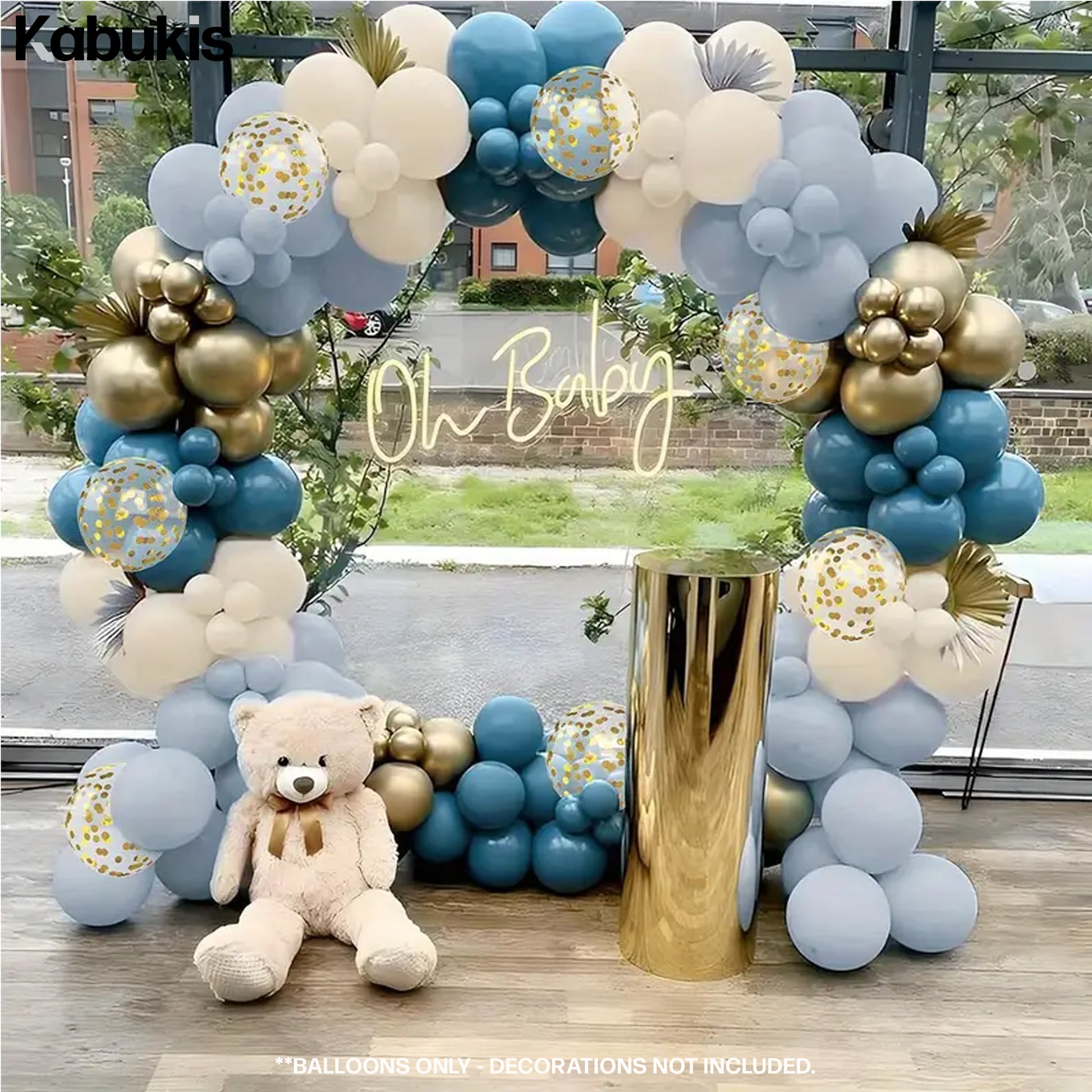 Celebrate in Style - Balloon Set - Elegant Blue, Sand and Golden - 44 Piece - Kabukis