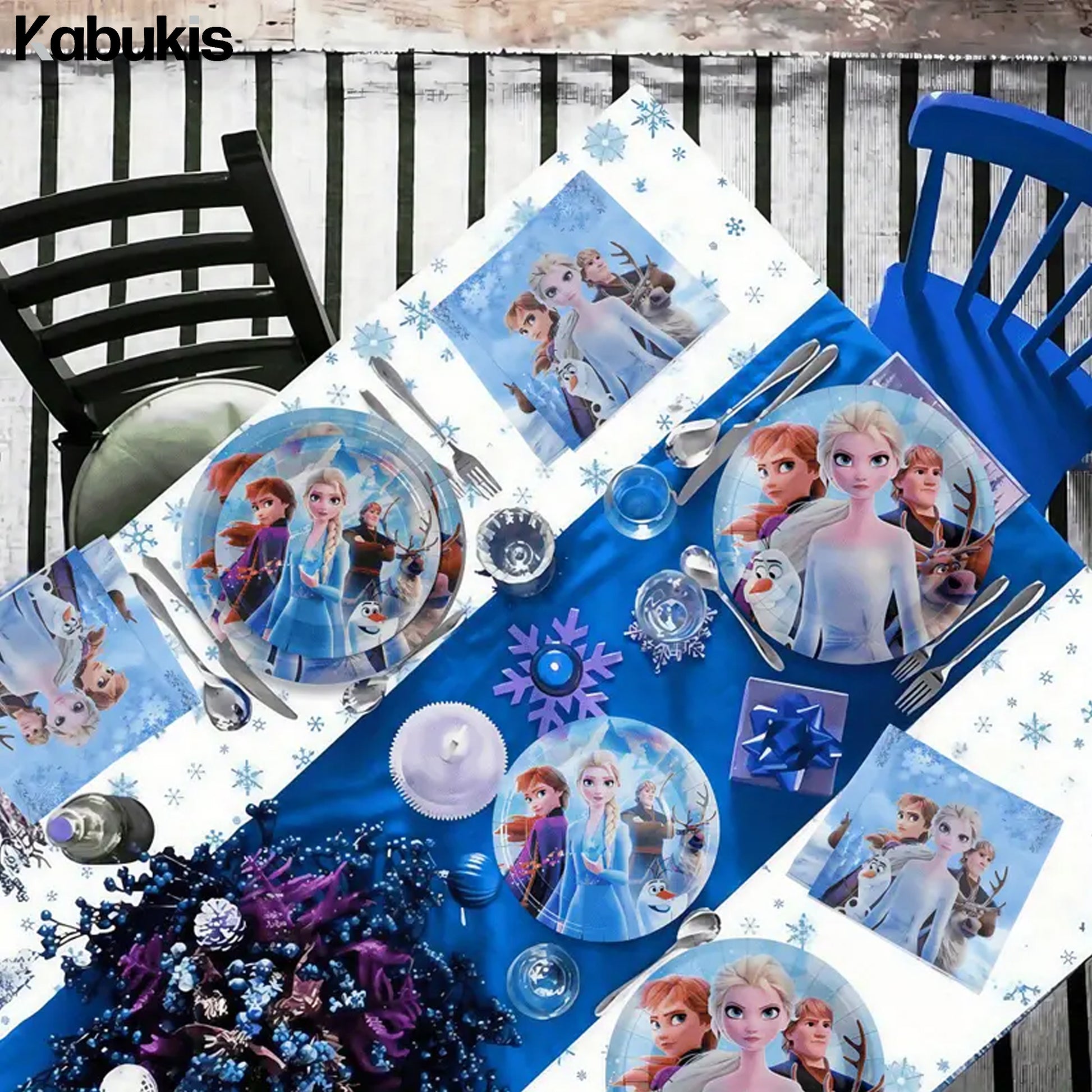 Kabukis 50pcs Frozen Party Set - Elsa Princess Paper Plate & Serviettes Cups - Kabukis