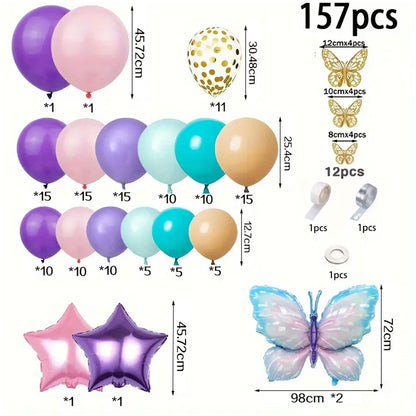 157 - piece Enchanting Blue Butterfly Balloon Set - Kabukis