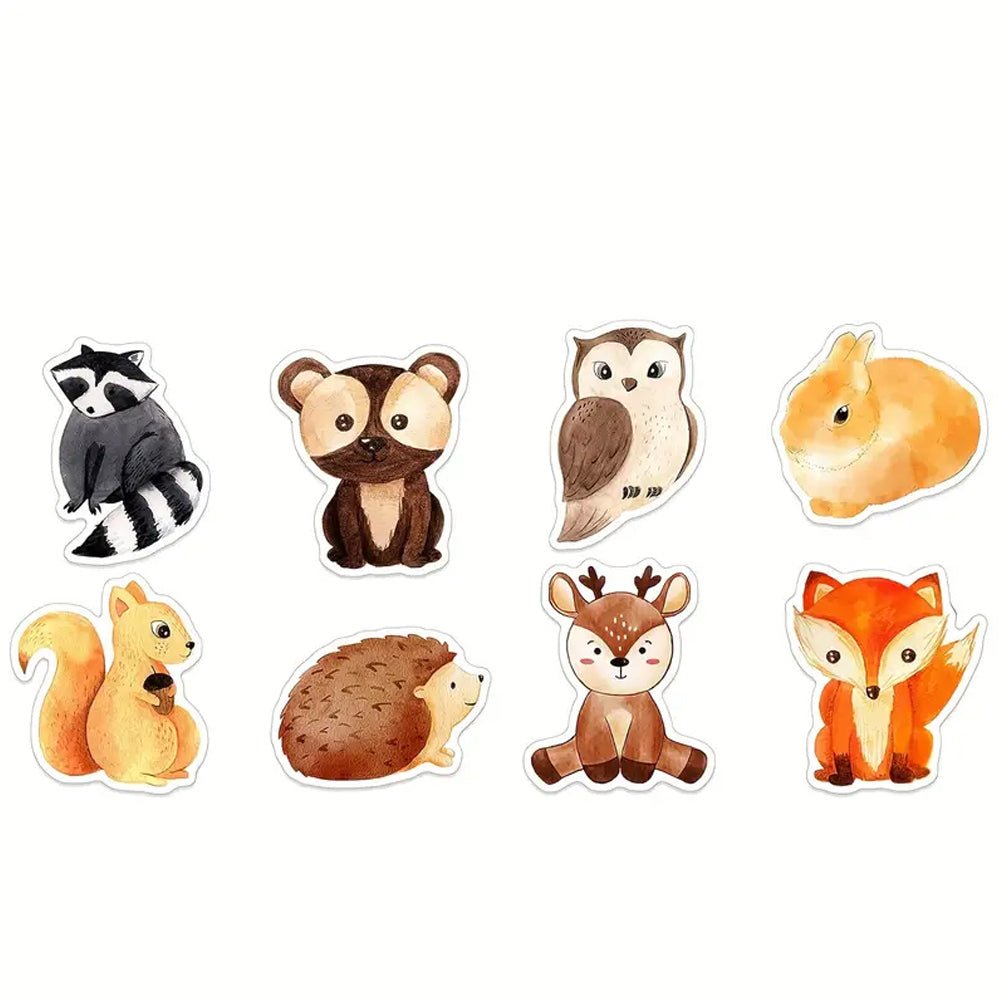 500pcs Watercolour Animal Stickers, Assorted Woodland Creatures Roll - Kabukis