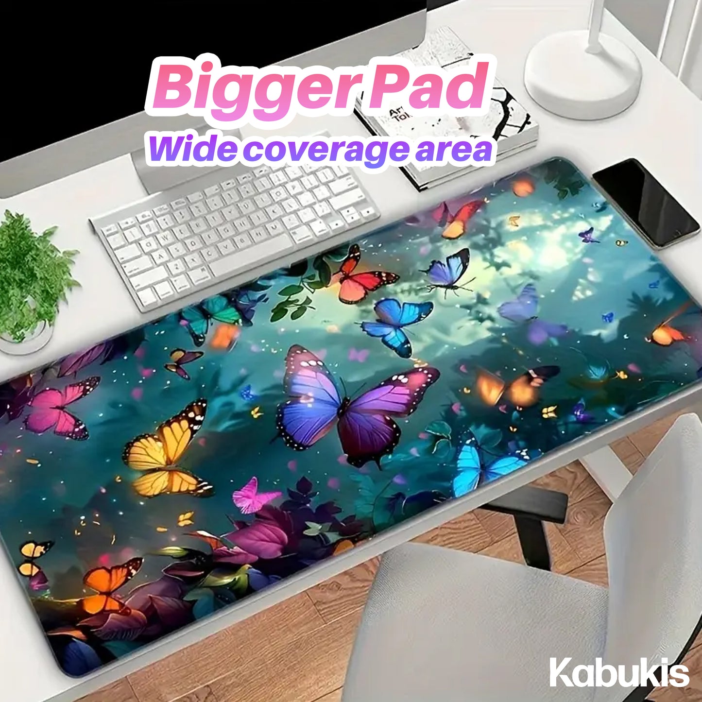 Extra - Large Vibrant Butterfly Desktop Mat - Stunning XXL Mouse Pad Desk Mat - Kabukis