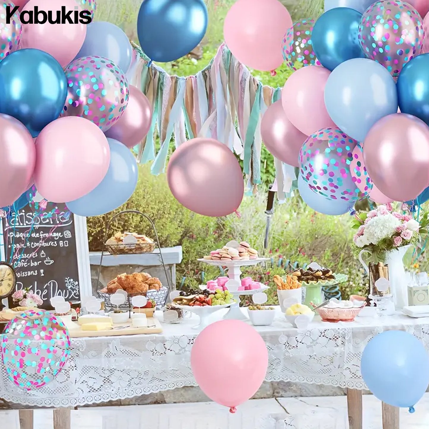 Pink and Blue Confetti Balloons for Joyful Celebrations - 42 Pieces - Kabukis