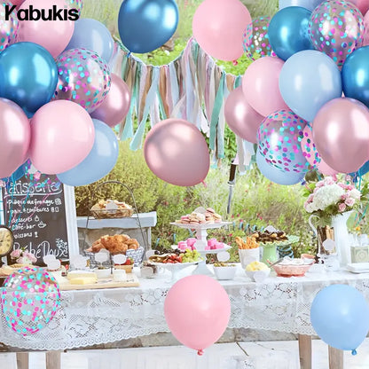 Pink and Blue Confetti Balloons for Joyful Celebrations - 42 Pieces - Kabukis