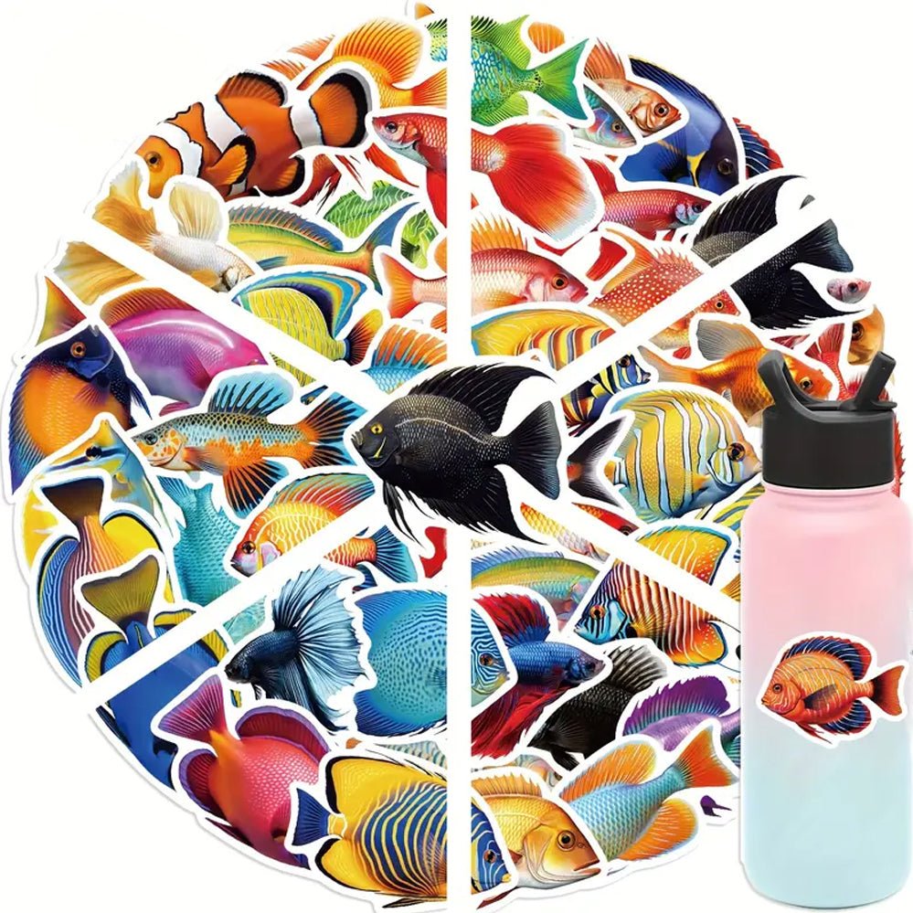 50pcs Colourful Marine and Freshwater Fish Stickers - Kabukis