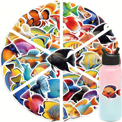 50pcs Colourful Marine and Freshwater Fish Stickers - Kabukis