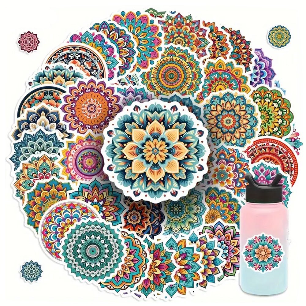 50pcs Vibrant Mandala Sticker Pack - Kabukis