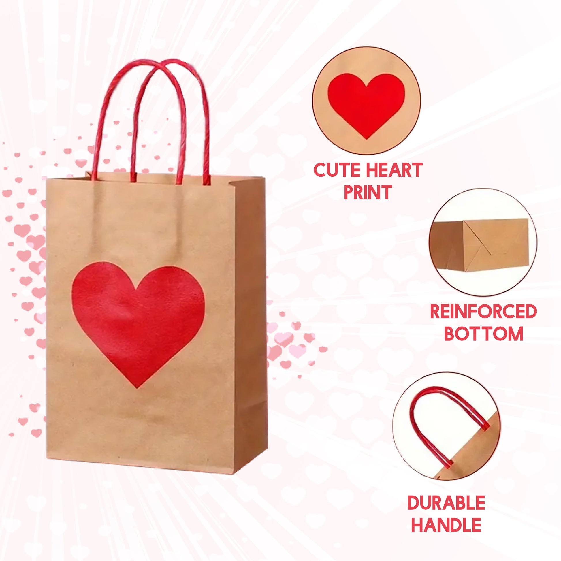 Kraft Paper Gift Bag for Valentines Anniversary Special Someone you Love - Kabukis