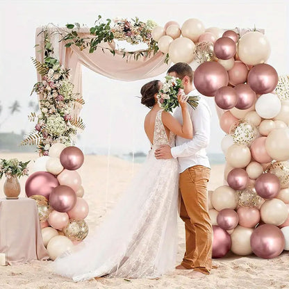 Elegant Rose Gold, Blush Pink & Cream Metallic Chrome Balloon Set (45pcs) - Kabukis