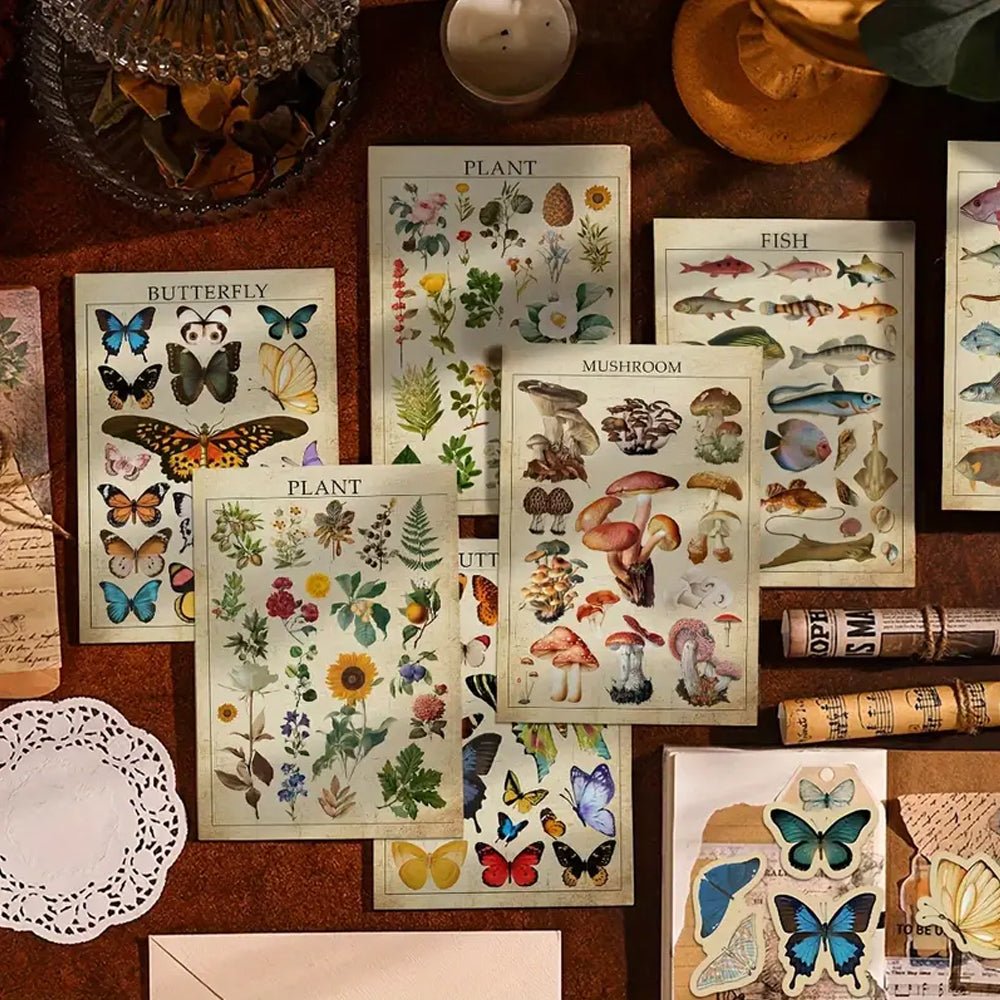 8 Sheets Retro Nature Sticker Pack - Kabukis