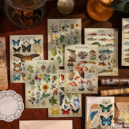 8 Sheets Retro Nature Sticker Pack - Kabukis