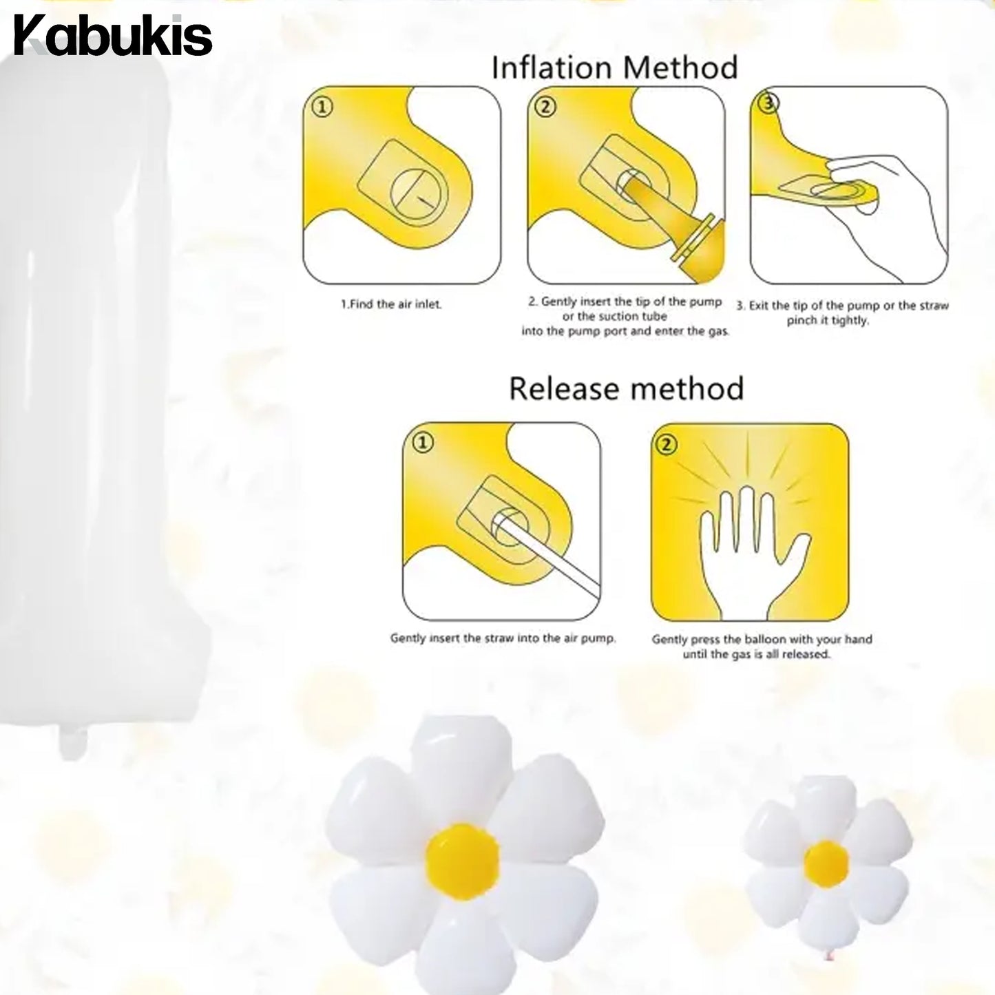 Kabukis 5 Pieces Daisy Party Decorations - Joyful Bloom for Birthdays - Kabukis