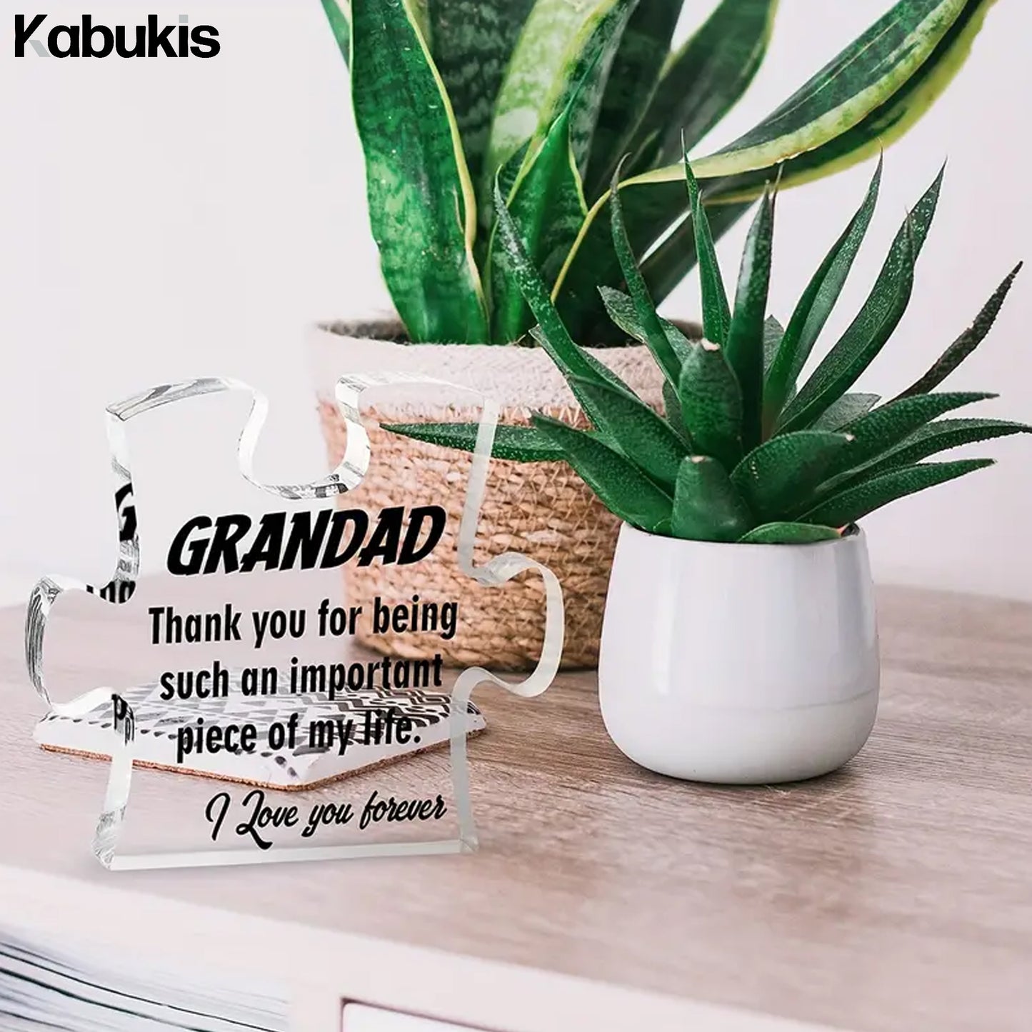 Gift to Grandpa - Puzzle Shape Acrylic Plaque for Father's Day - Kabukis