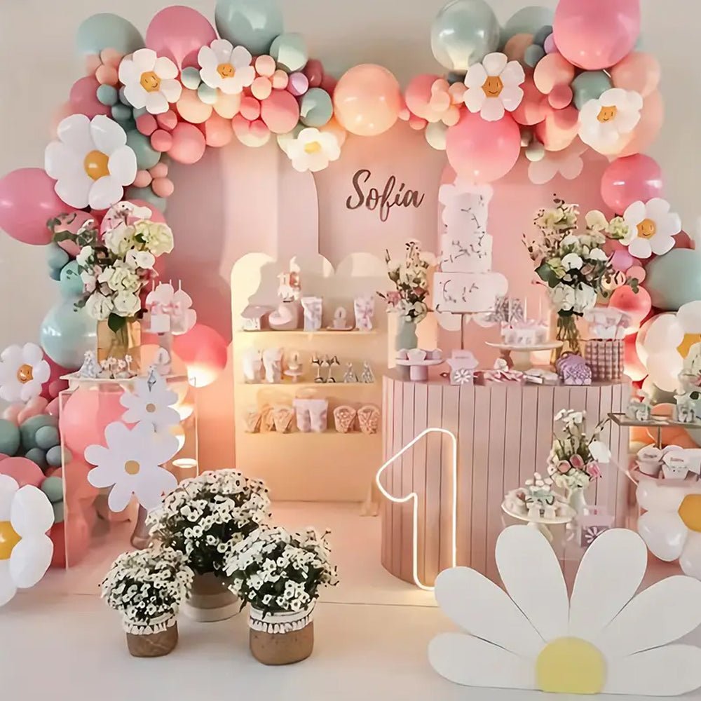 163 Piece Daisy Balloon Arch Kit - Transform Parties with Vibrant Elegance - Kabukis