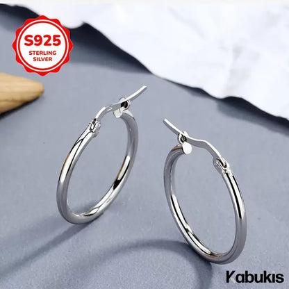 Kabukis 925 Sterling Silver Hoop Earrings - Sleek & Minimalist Everyday Use - Kabukis