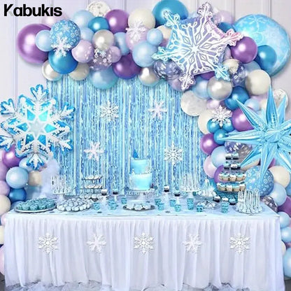 Kabukis 184 Piece Frozen Theme Balloon Arch - Snowflake Wonderland for Birthdays - Kabukis