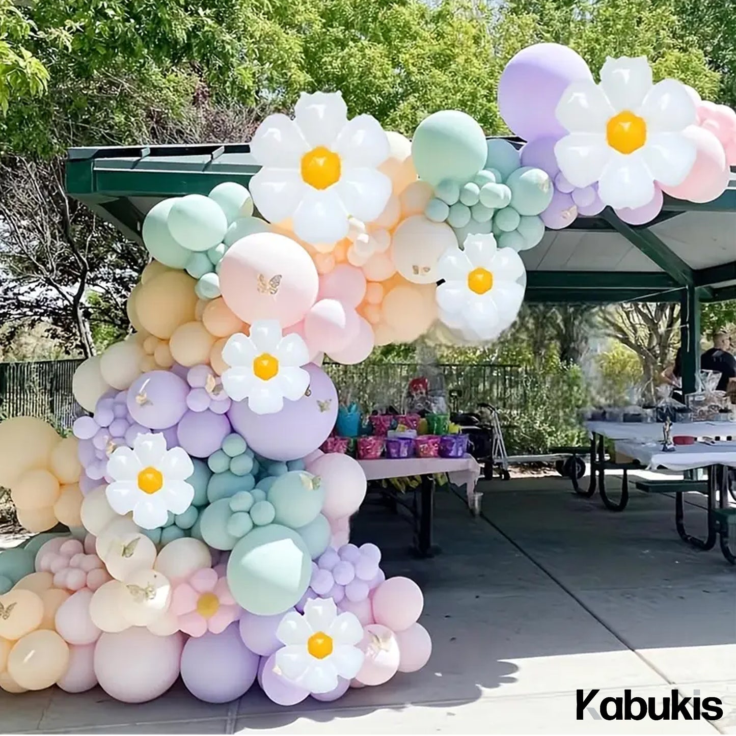 Kabukis 157 Piece Daisy Balloon Arch Kit - Whimsical Boho Charm for Every Event - Kabukis