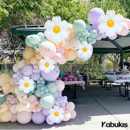 Kabukis 157 Piece Daisy Balloon Arch Kit - Whimsical Boho Charm for Every Event - Kabukis