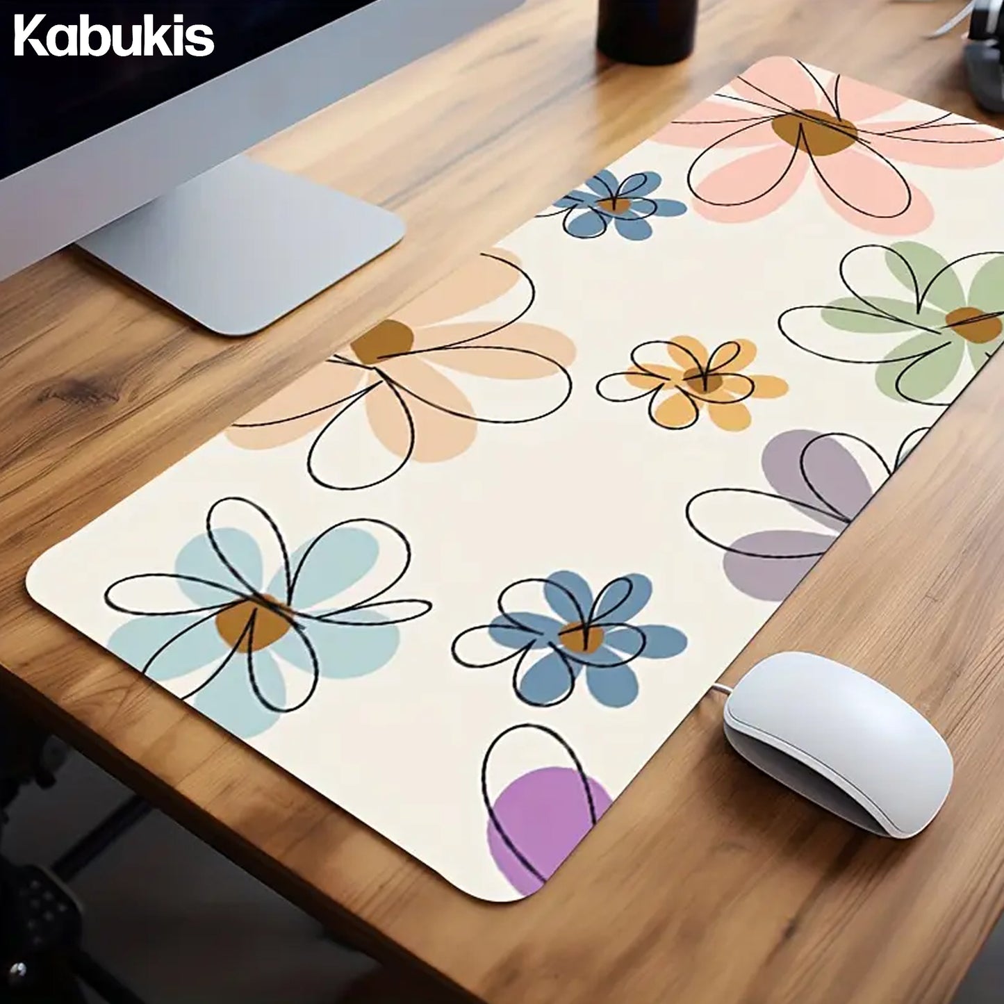 Extra Large Summer Floral Mouse Pad & Desk Mat - Stylish & Durable - Kabukis