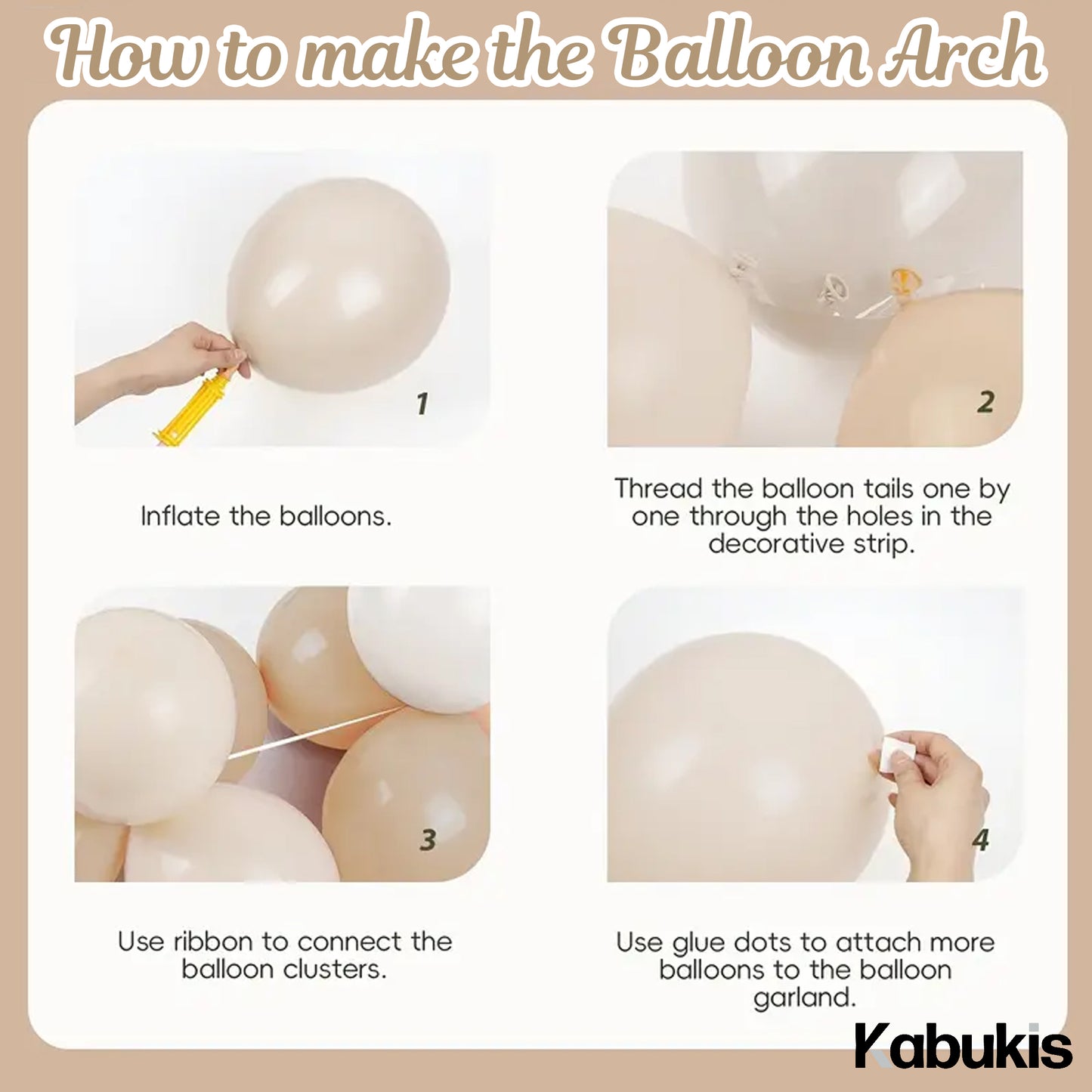 Kabukis Balloon Arch Kit - Elegant Nude and White Garland for Events - Kabukis