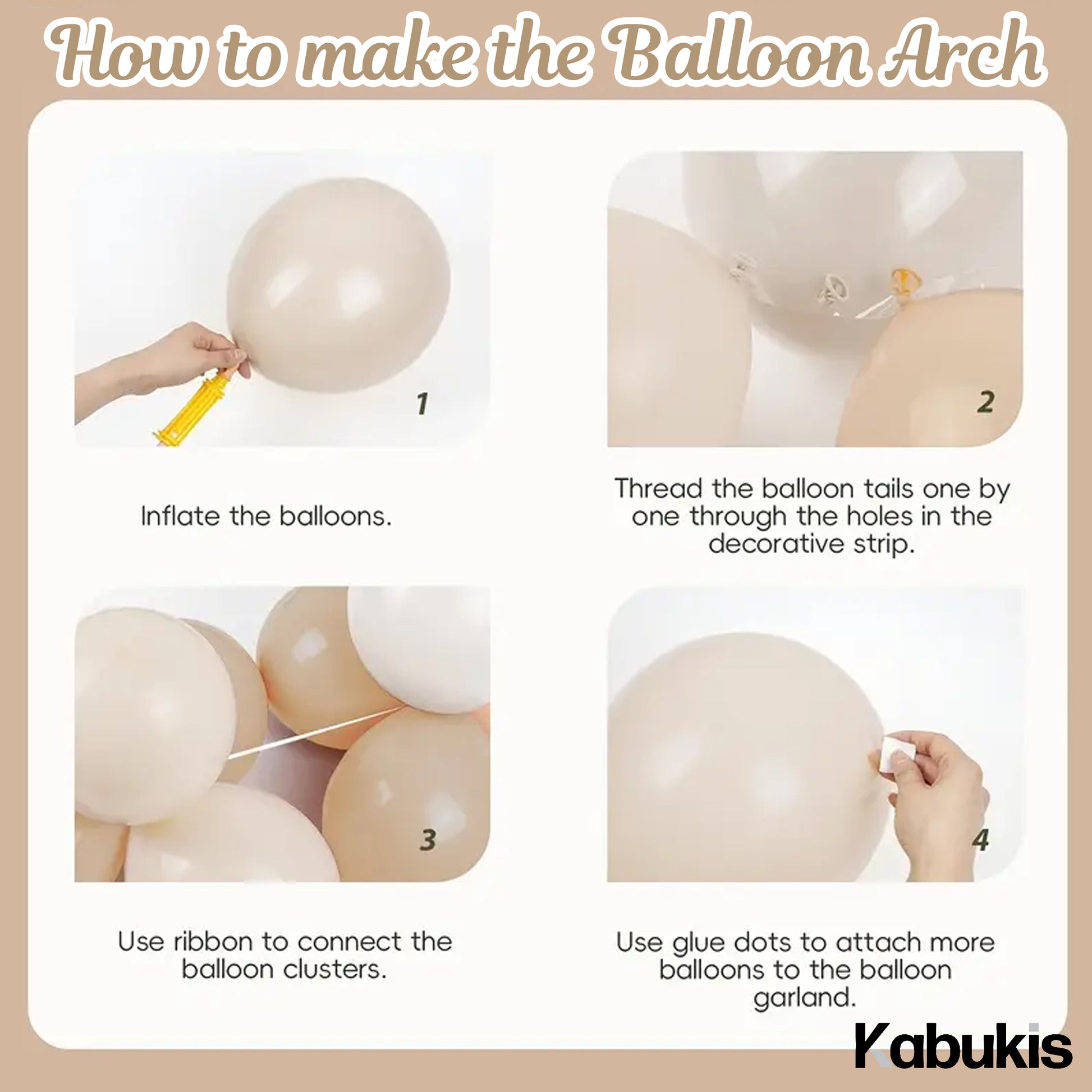 Kabukis Balloon Arch Kit - Elegant Nude and White Garland for Events - Kabukis