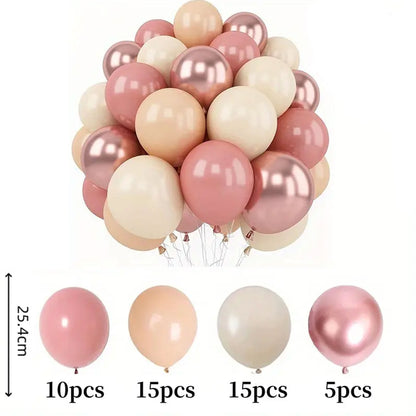 Elegant Rose Gold, Blush Pink & Cream Metallic Chrome Balloon Set (45pcs) - Kabukis