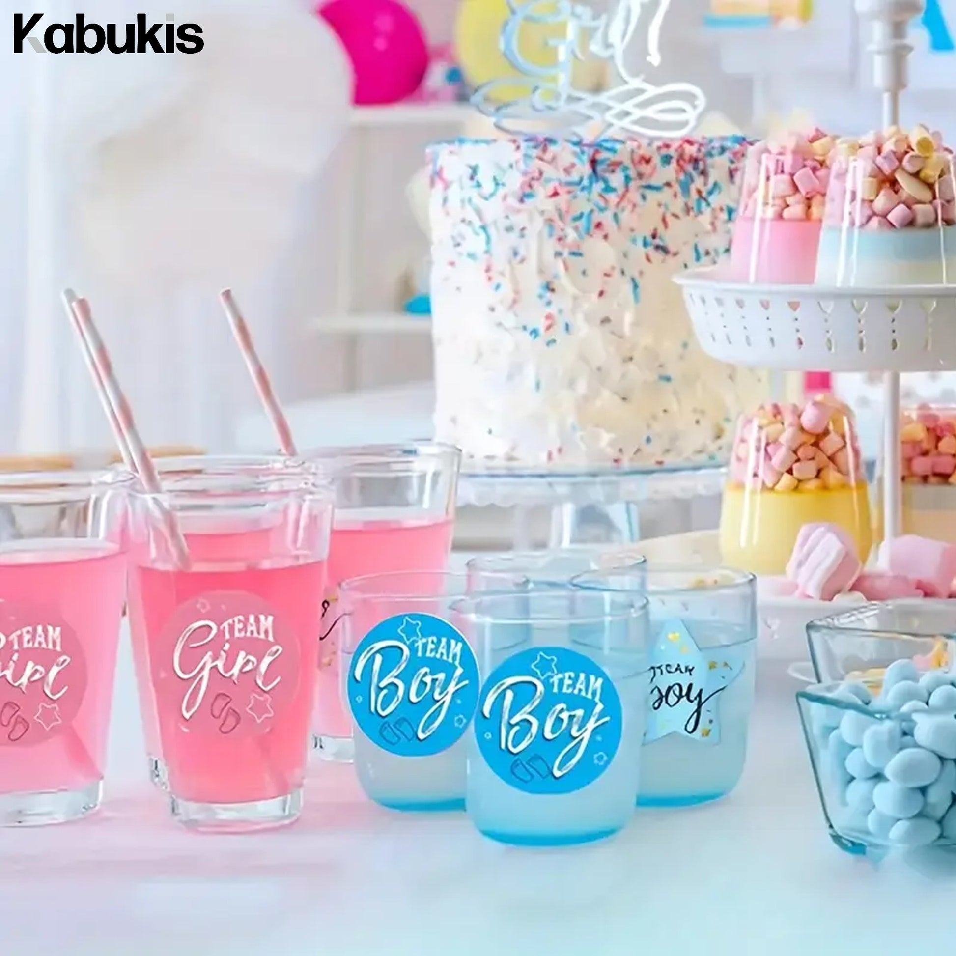 Gender Reveal Stickers - Celebrate Team Girl or Boy in Style! - 500 Pack - Kabukis