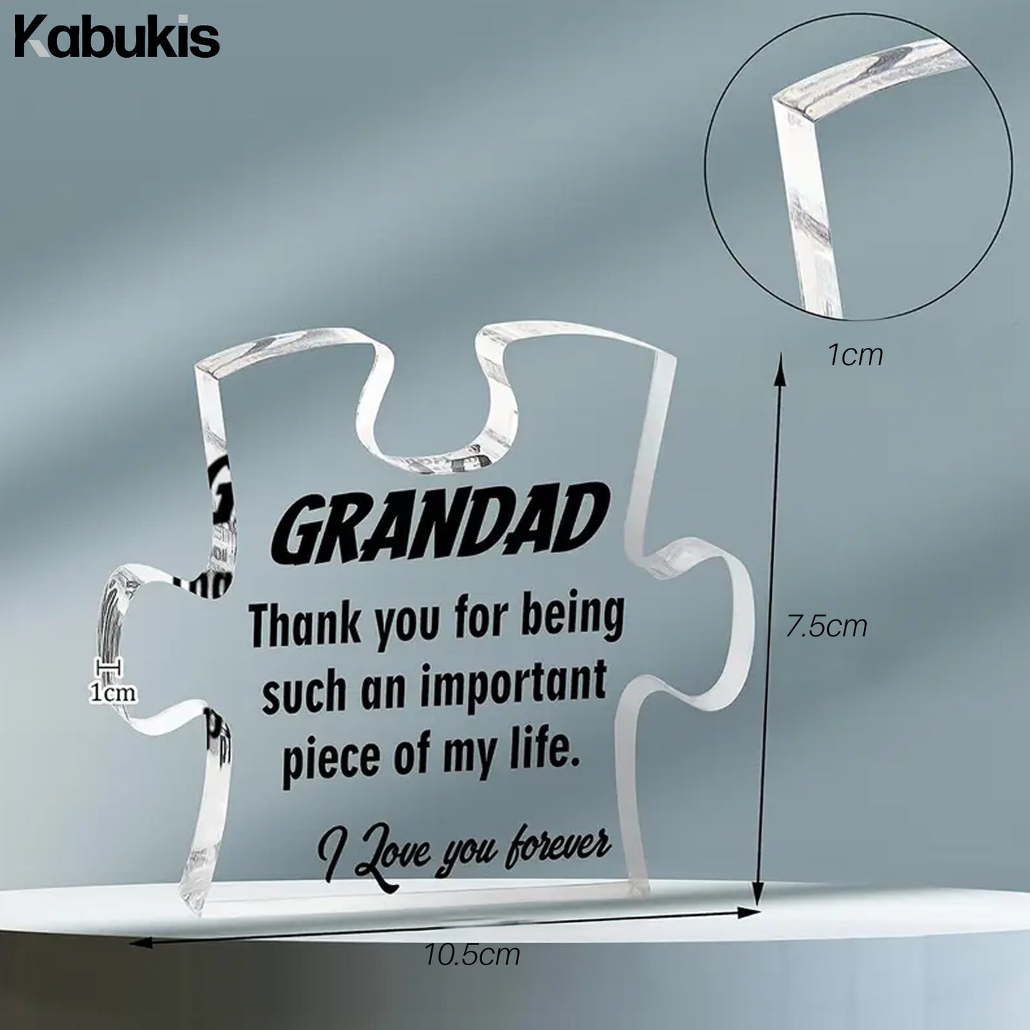 Gift to Grandpa - Puzzle Shape Acrylic Plaque for Father's Day - Kabukis