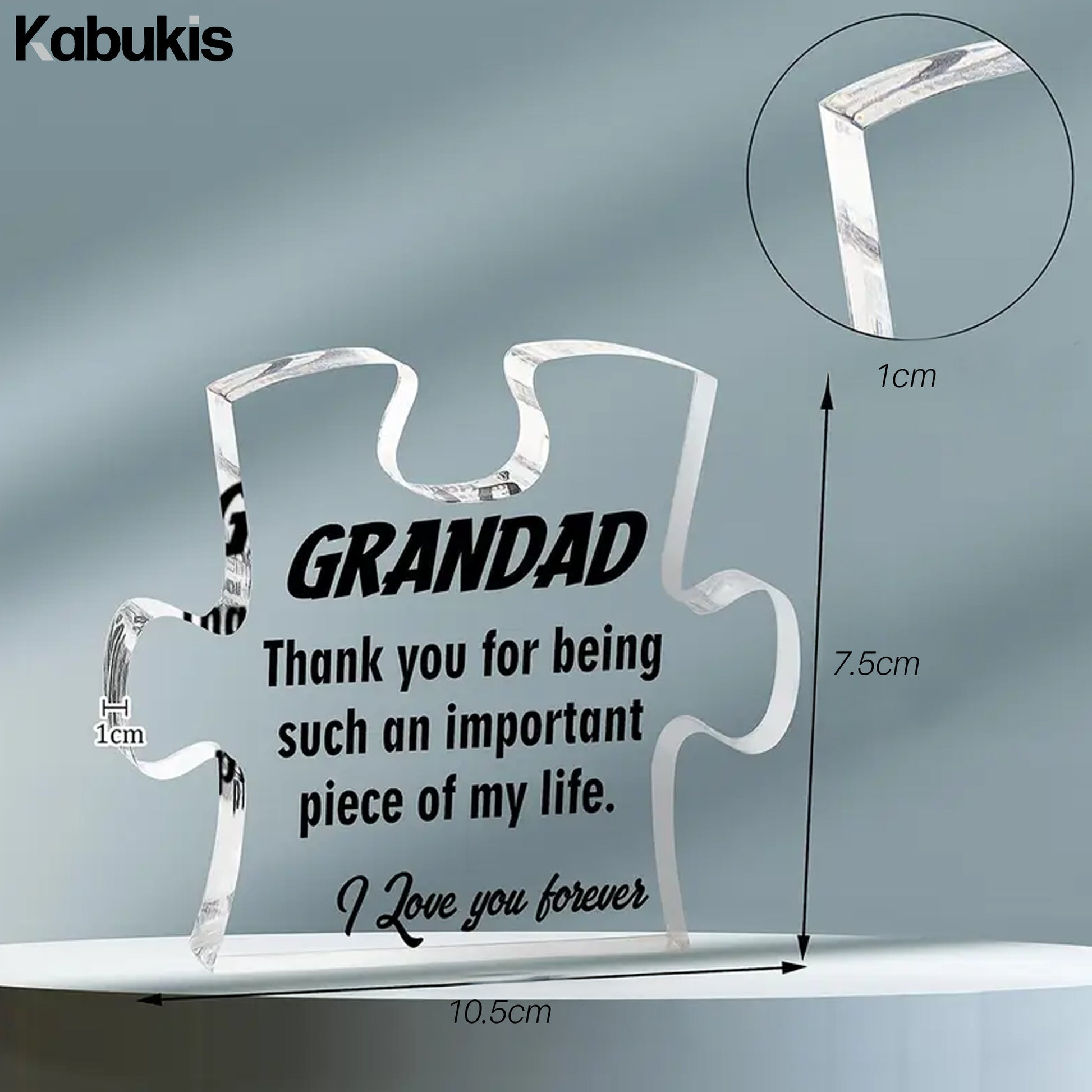 Gift to Grandpa - Puzzle Shape Acrylic Plaque for Father's Day - Kabukis