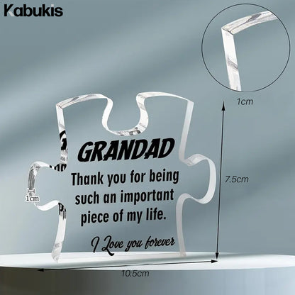 Gift to Grandpa - Puzzle Shape Acrylic Plaque for Father's Day - Kabukis