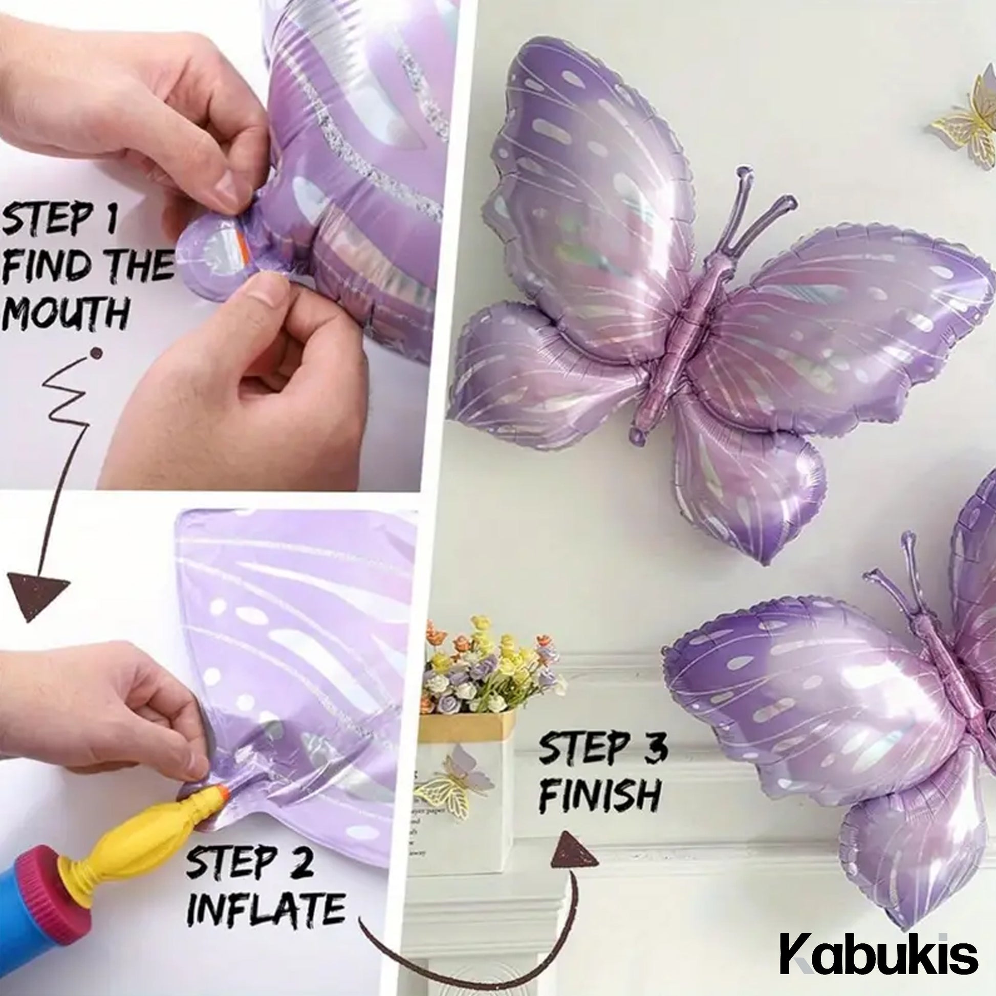 Kabukis 135 Piece Purple Butterfly Balloon Set - Enchanting Party Elegance - Kabukis