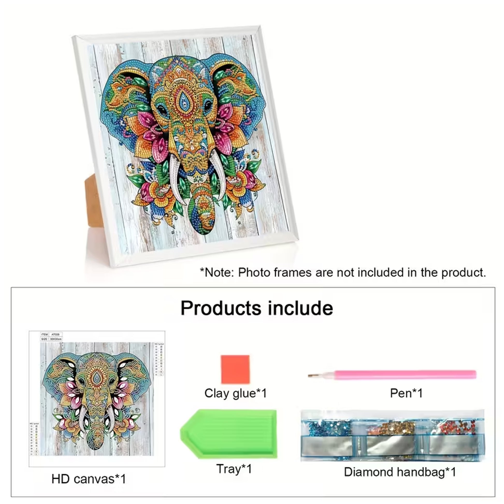 Diamond Dot Art Painting Kit Elephant Craft - Sparkling 5D DIY Fun - Kabukis