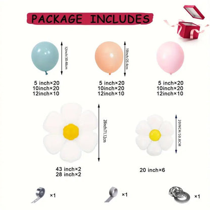 163 Piece Daisy Balloon Arch Kit - Transform Parties with Vibrant Elegance - Kabukis