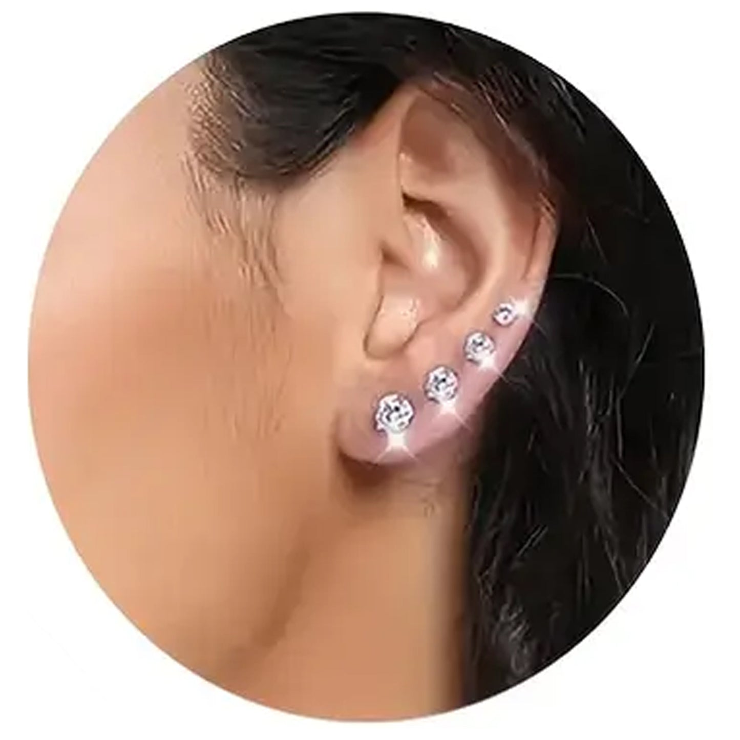 Kabukis 925 Silvery Zirconia Earrings - Elegant Daily Sparkle for Women 4mm - Kabukis