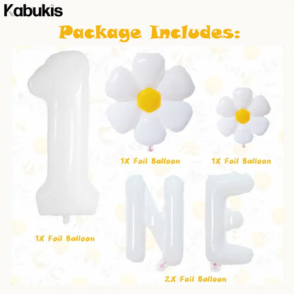 Kabukis 5 Pieces Daisy Party Decorations - Joyful Bloom for Birthdays - Kabukis