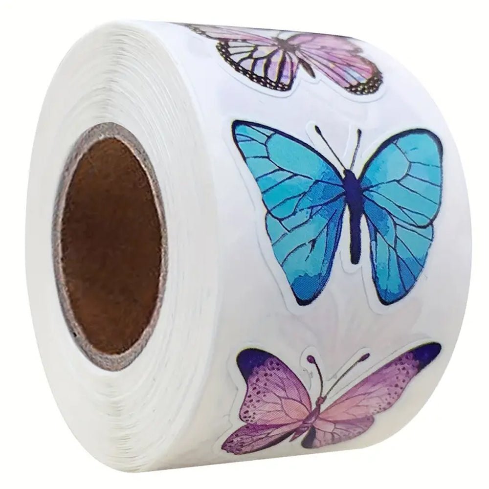 500pcs Bright & Attractive Butterfly &Flower Shaped Gift Wrap Sticker Roll - Kabukis
