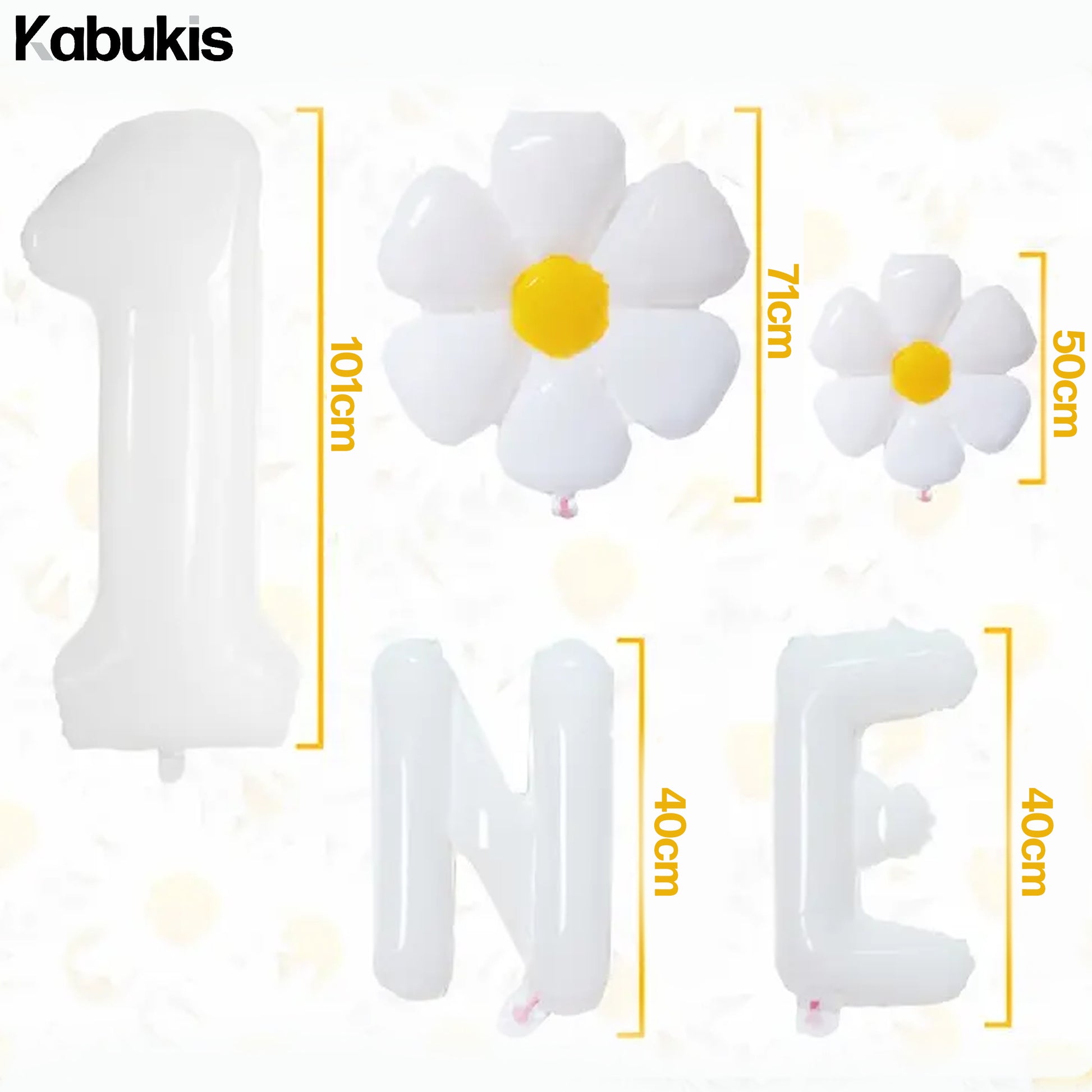 Kabukis 5 Pieces Daisy Party Decorations - Joyful Bloom for Birthdays - Kabukis