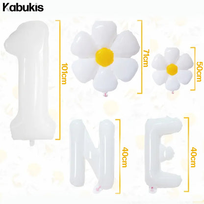 Kabukis 5 Pieces Daisy Party Decorations - Joyful Bloom for Birthdays - Kabukis