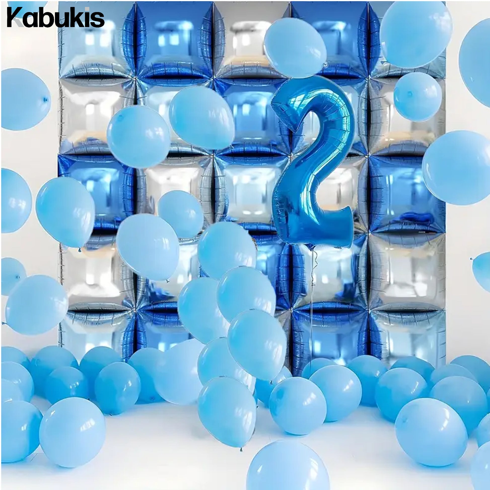 Kabukis 25 Blue Double - Sided Foil Balloons - Stunning Wall Décor Set - Kabukis